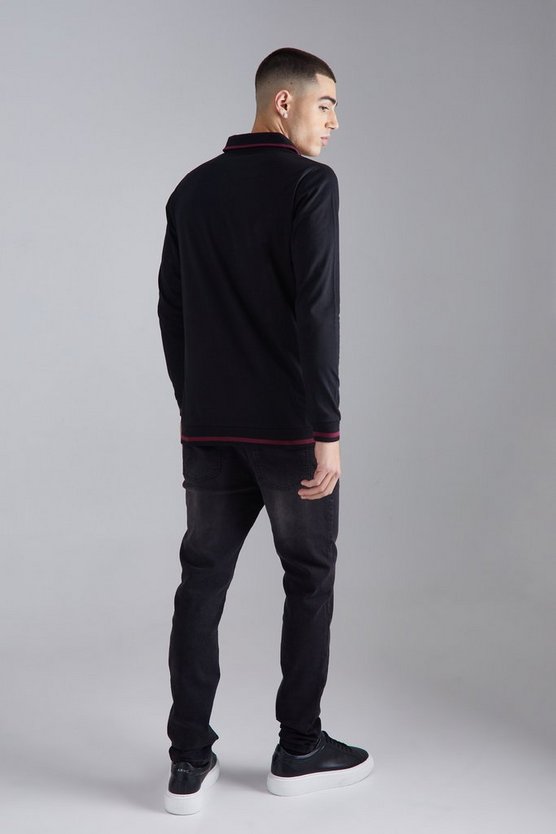 Langärmliges Poloshirt mit V-Ausschnitt