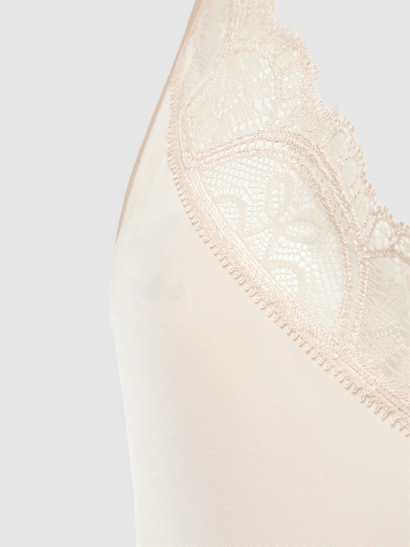 Unterhemd mit Spitzenbesatz Modell 'Camisole Poetry Fame' in beige