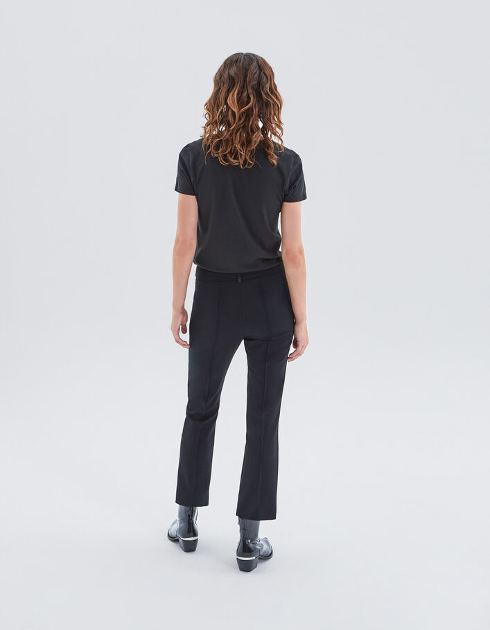 Pantalon flare noir à poches zippées Femme