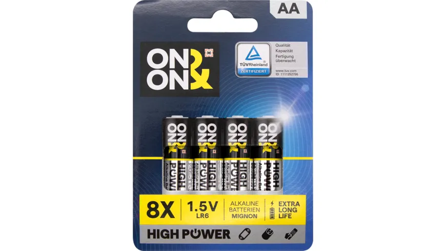 ON&ON Batterien Mignon AA LR6 1,5V, 8 St
