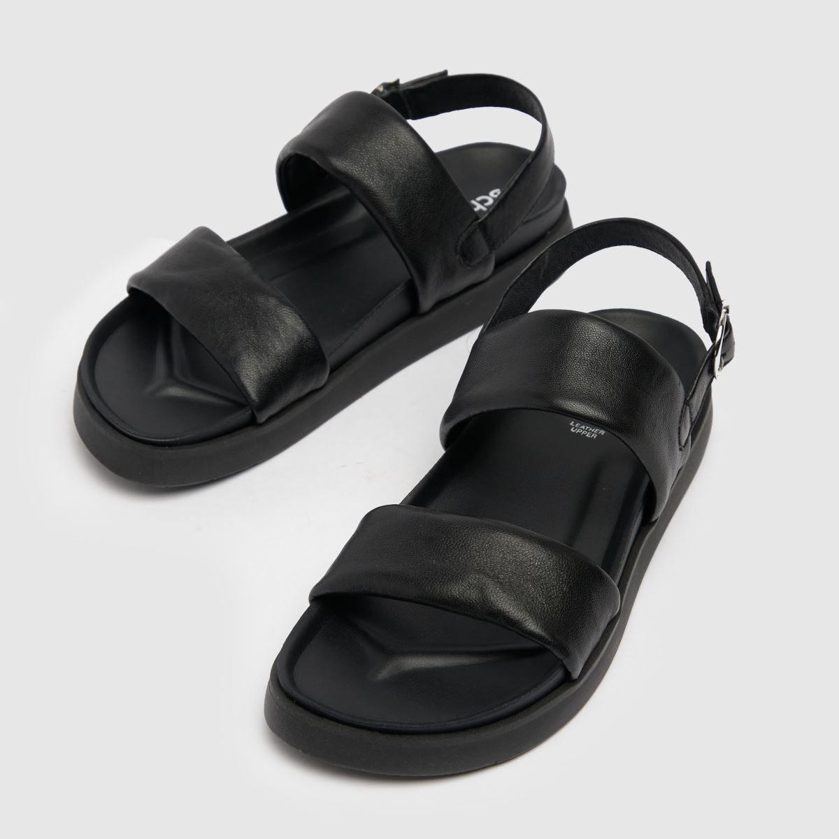 Usnjeni sandali z dvojnim pasom Schuh Tasha v črni barvi
