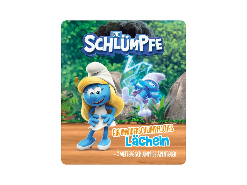 tonies Hörspielfigur Tonies-Die Schlümpfe -Ein unwiderschlumpfliches Lächeln, (1-St), Magnethaftend, handbemalt, integrierter NFC-Chip