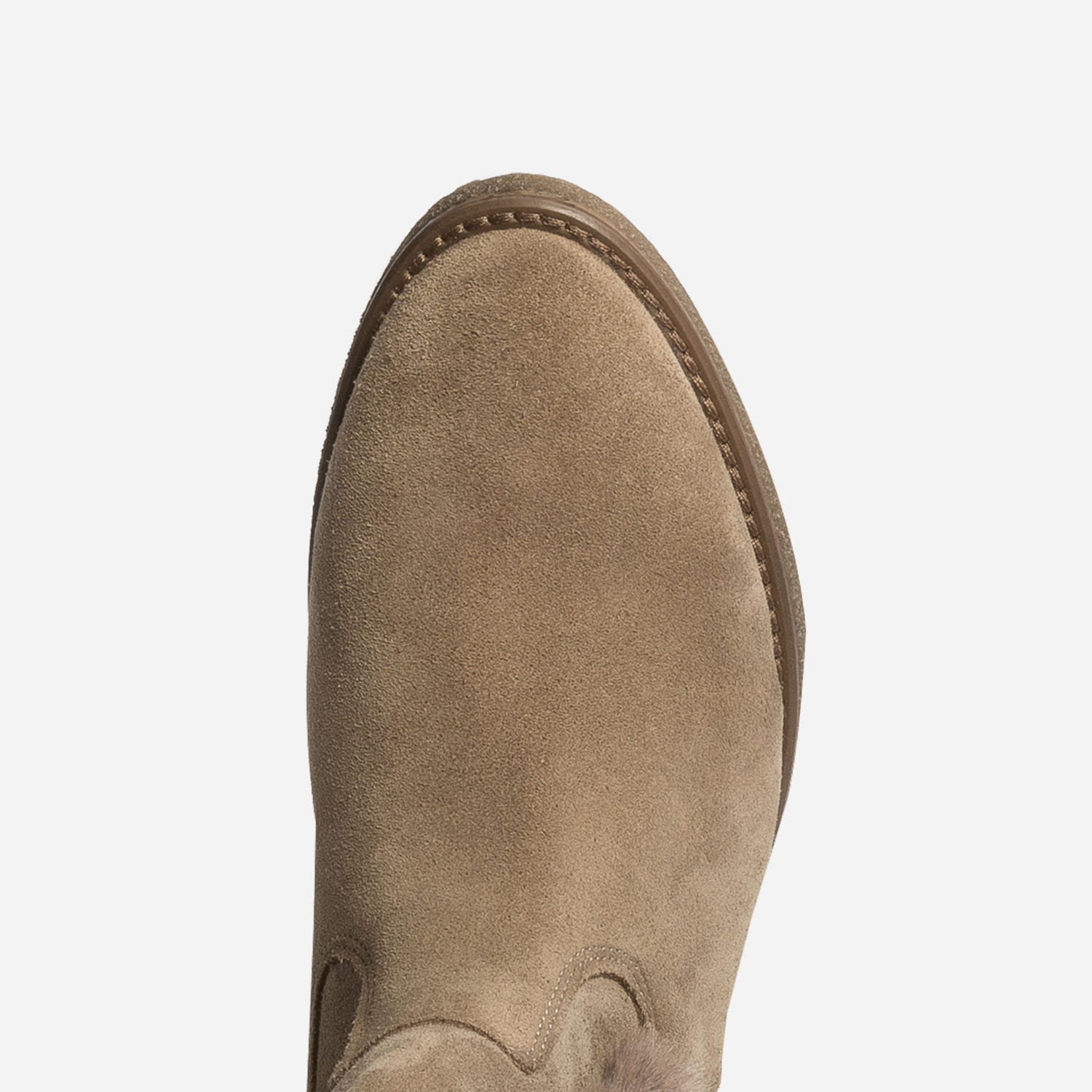 Botte taupe en cuir velours fourré
