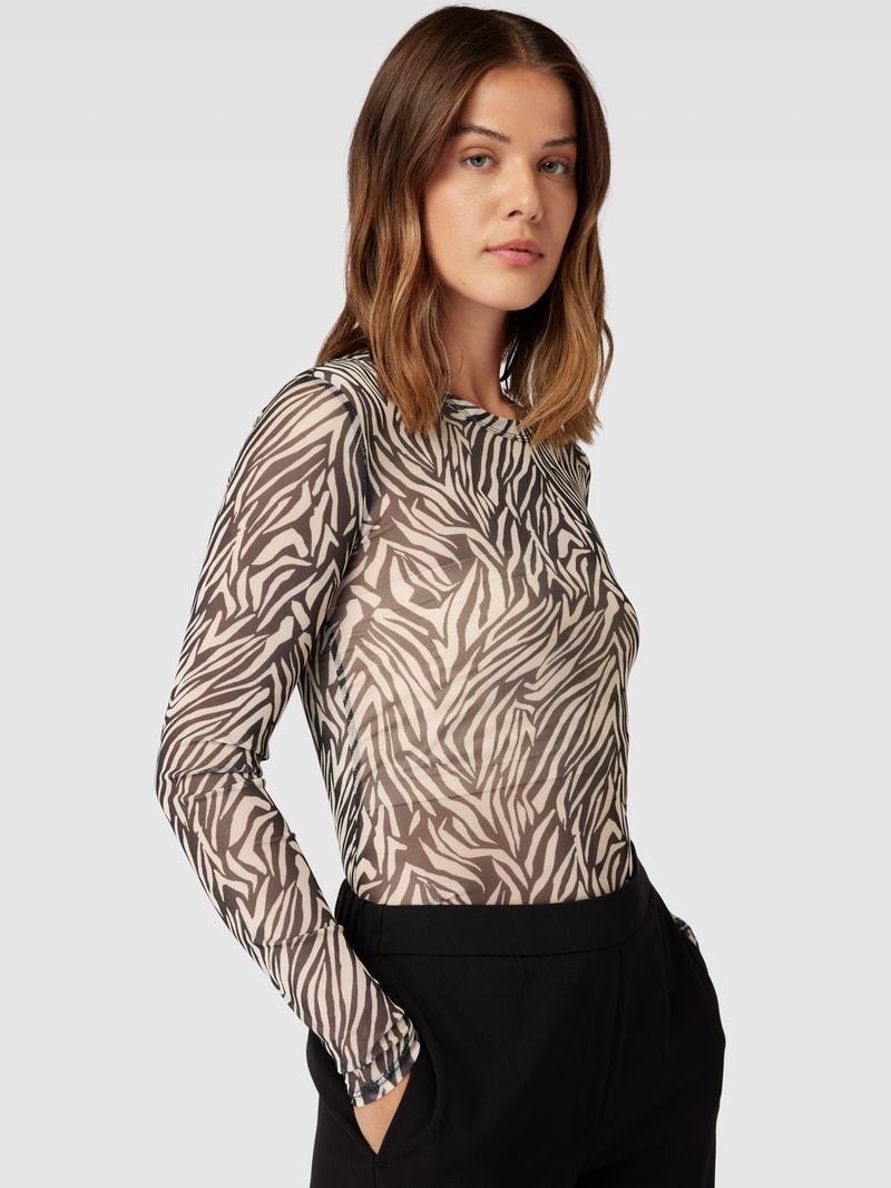 Longsleeve in semitransparenter Optik Modell 'CLAUDE' in schwarz