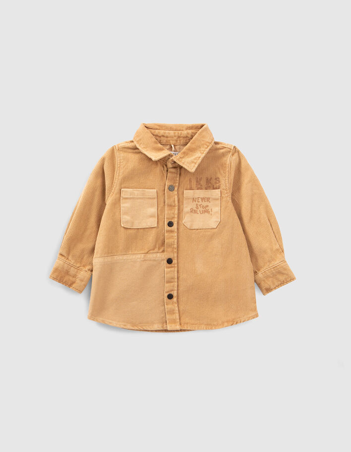 Chemise camel mix matières capuche amovible bébé garçon