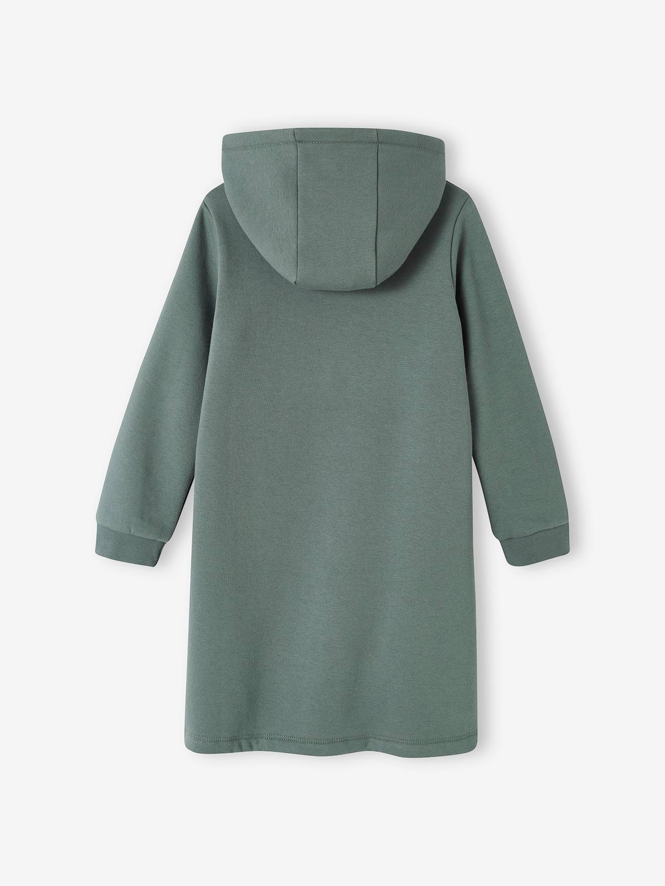 Vertbaudet Mädchen Sweatkleid mit Kapuze - grün