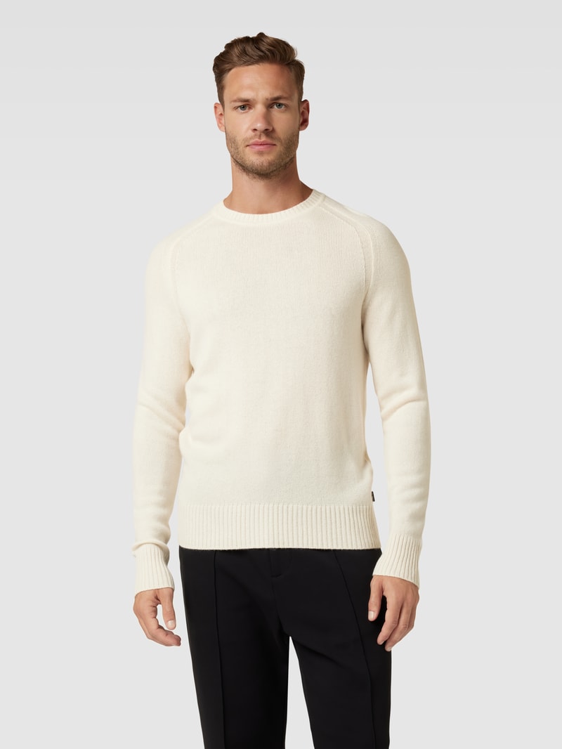 Kaschmirpullover mit Rundhalsausschnitt Modell 'Maglio' in offwhite