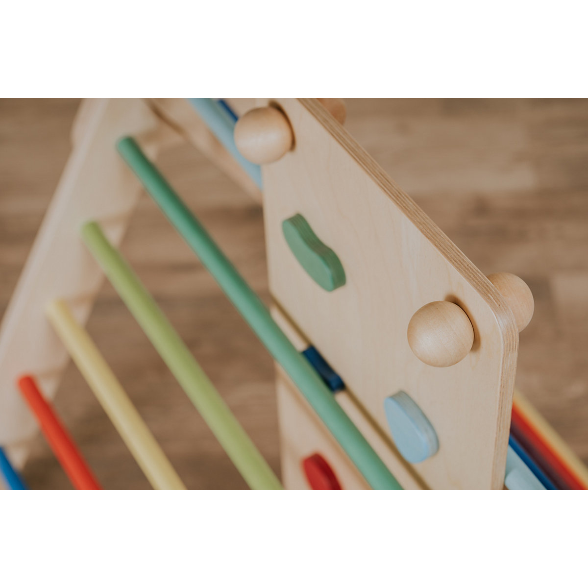 Klettergerüst mit Rampe und Rutsche Indoor, Kletterdreieck aus Holz, Klettern Innnen Kleinkind