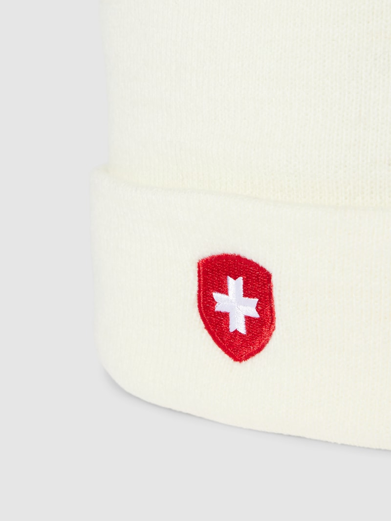 Beanie mit Label-Stitching in weiß