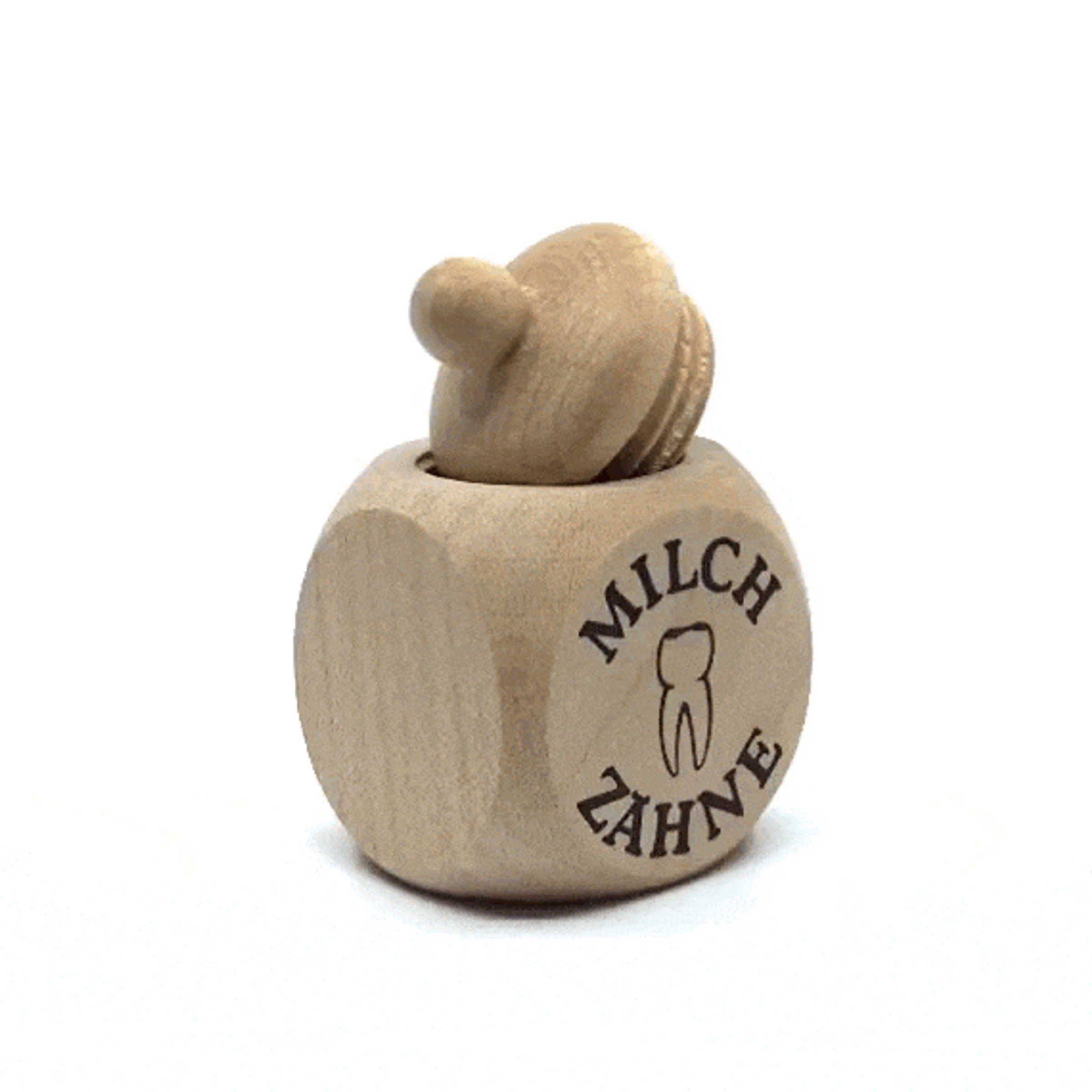 Gravidus Zahndose Milchzahn Dose m. Schraubverschluss Holz 4x4x6 cm