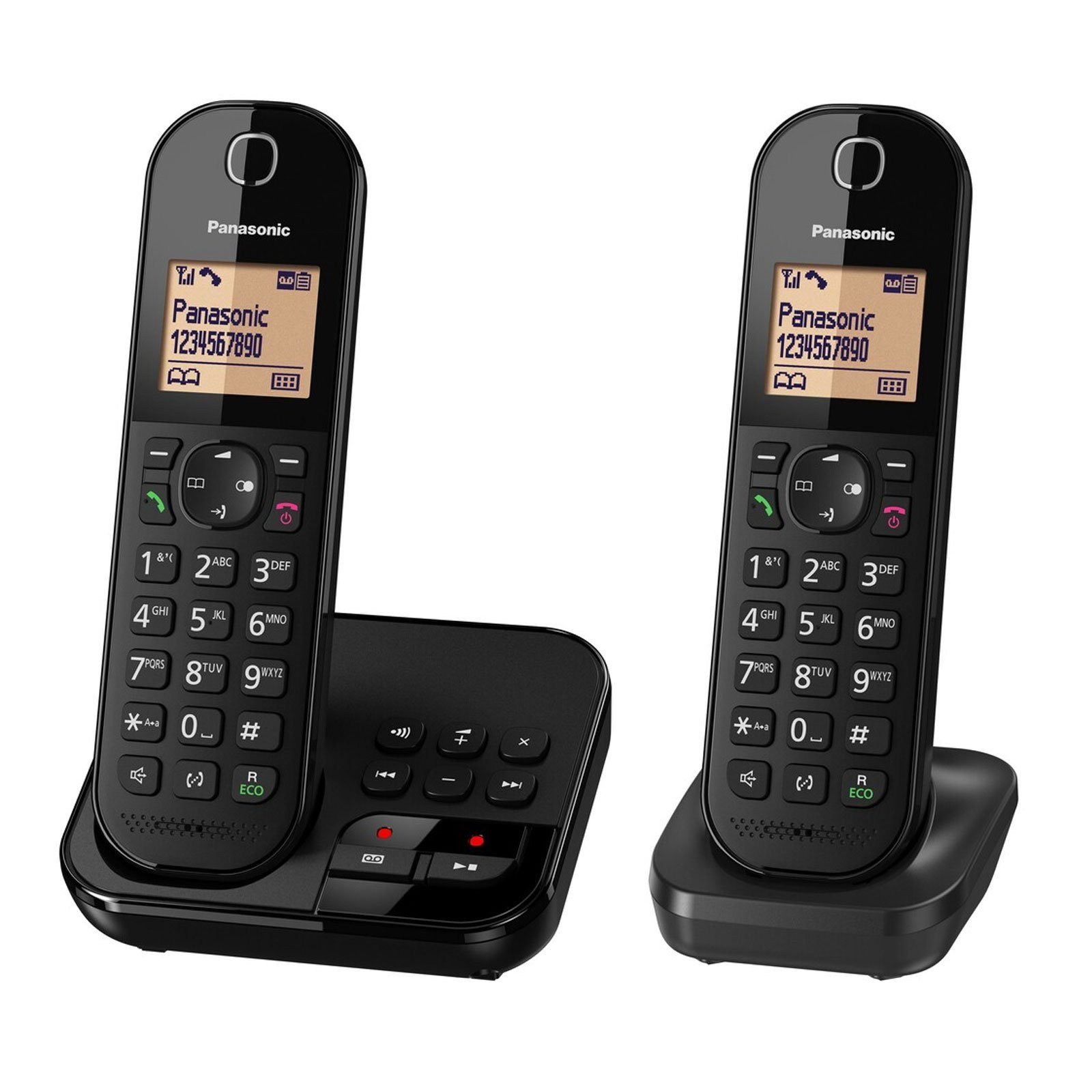 Panasonic KX-TGC422GB Schnurloses DECT-Telefon (2 Mobilteile und Ladeschale, mit Anrufbeantworter, Telefonbuch)