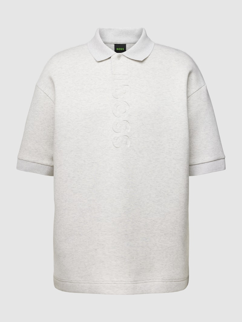 Relaxed Fit Poloshirt mit Marken-Detail Modell 'Pirax' in mittelgrau