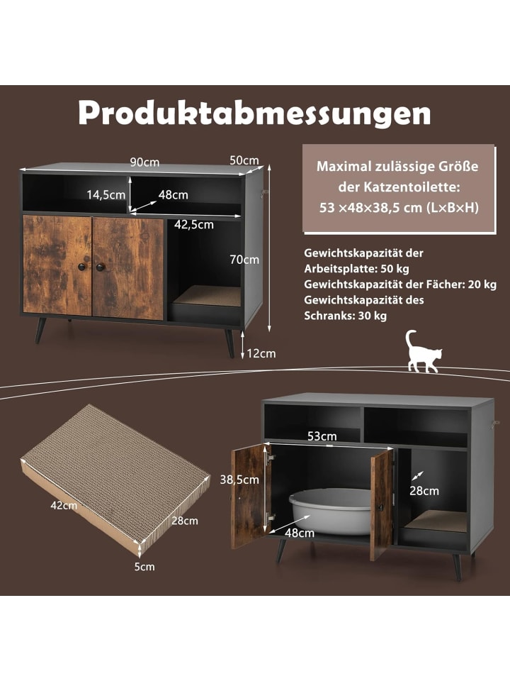 COSTWAY Katzenschrank 2 in 1 in Schwarz günstig kaufen onesize