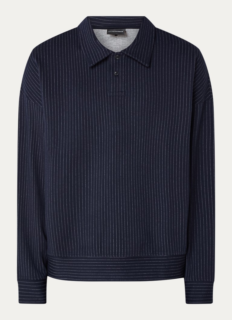 Emporio Armani džemper s tankim prugama i polo ovratnikom