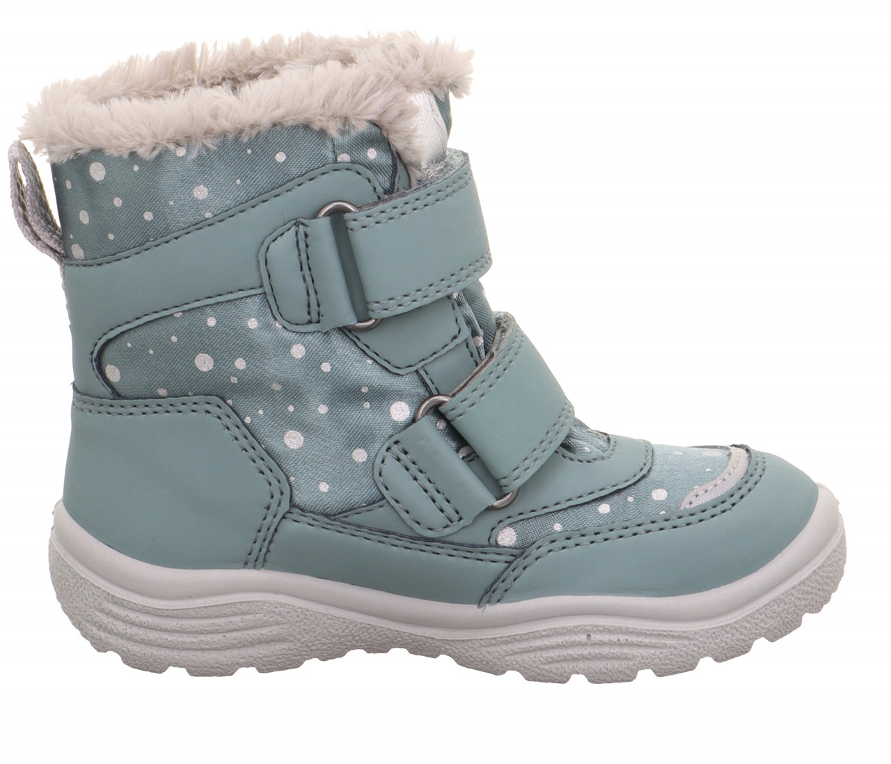 CRYSTAL - Hellgrün/Silber Boots mit Klettverschluss