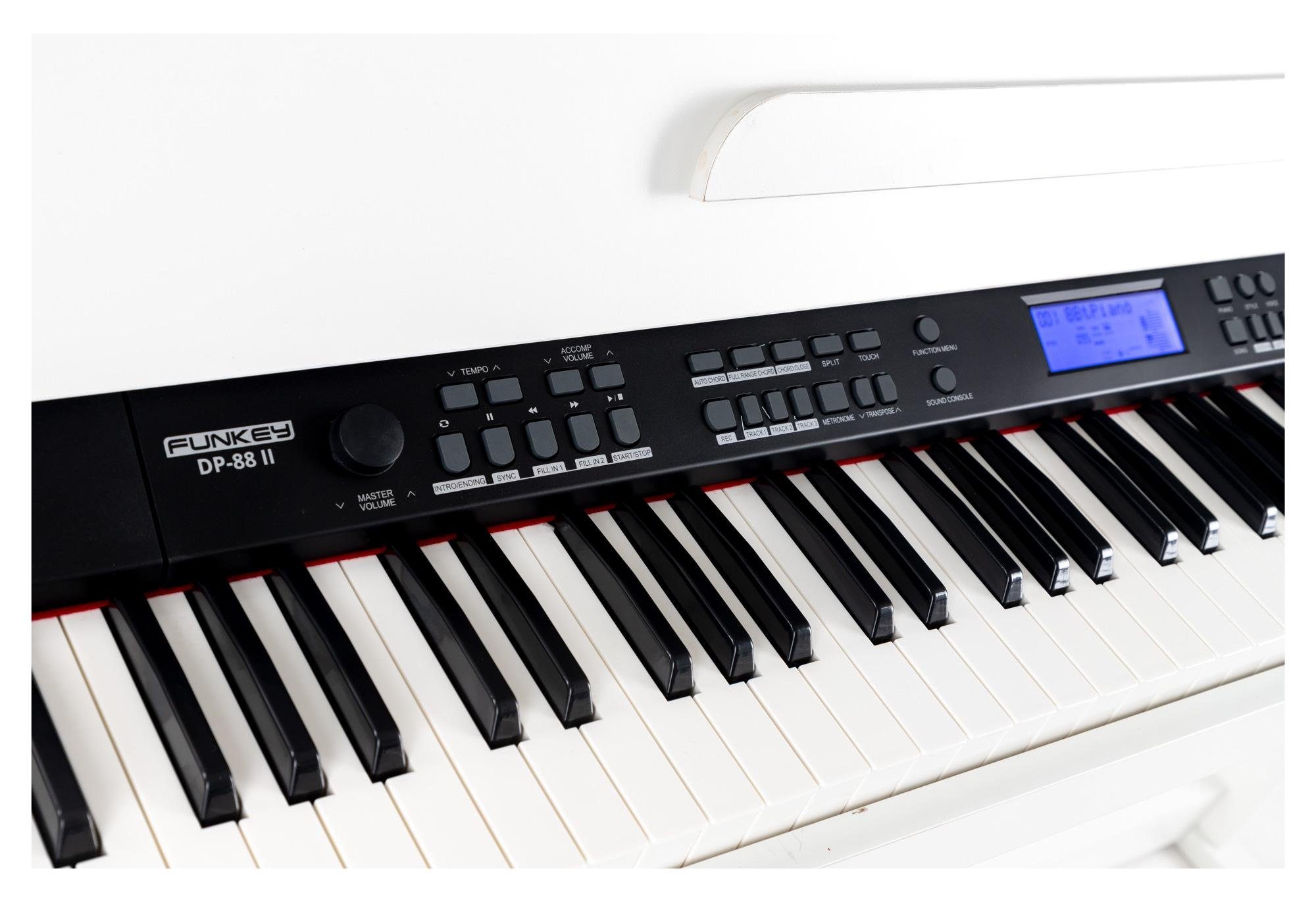 FunKey Digitalpiano DP-88 II E-Piano mit 88 anschlagsdynamische Tasten, umfangreiche Begleitautomatik und Keyboard Chord Akkordbegleitung