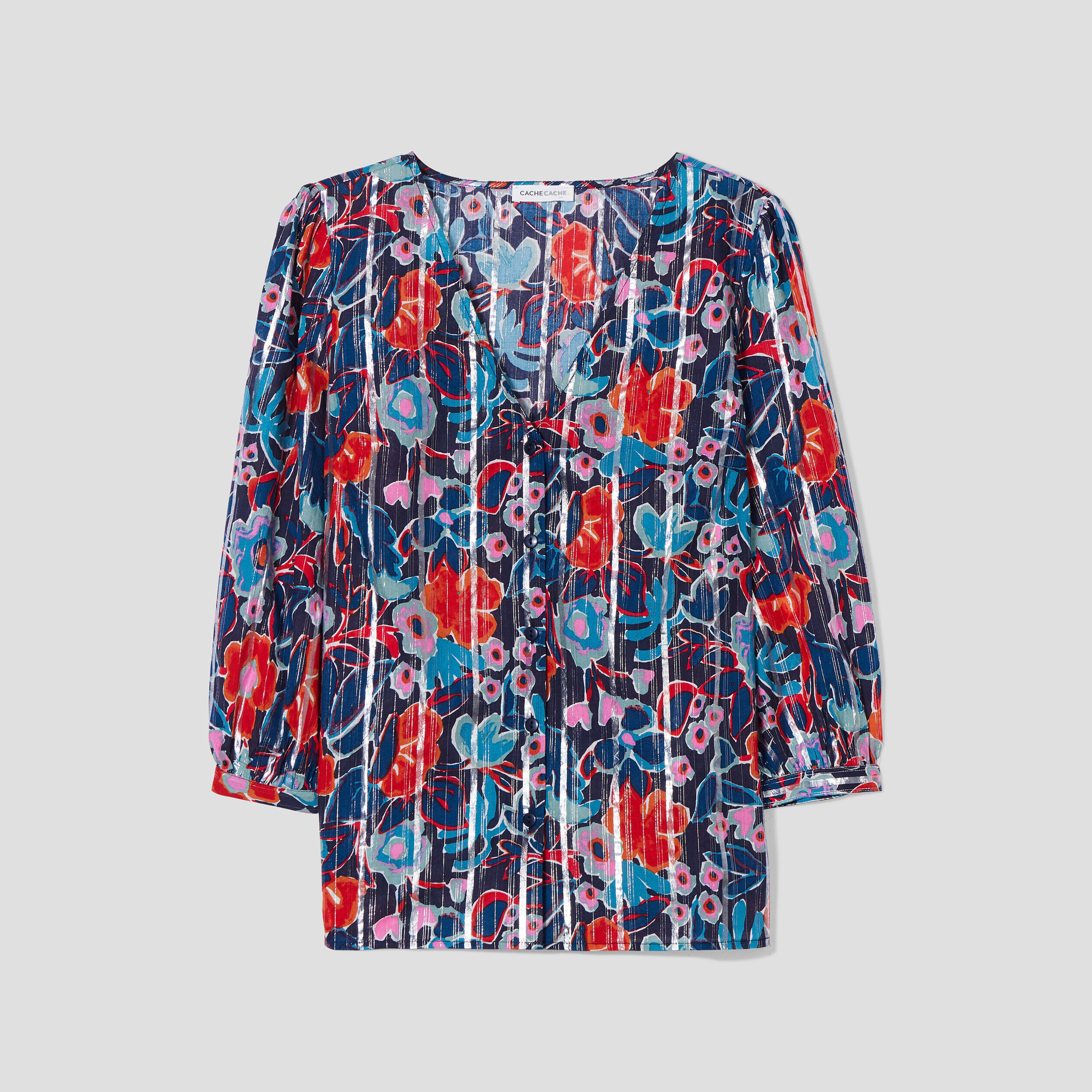 Chemise manches 3/4 bleu marine femme | Cache Cache