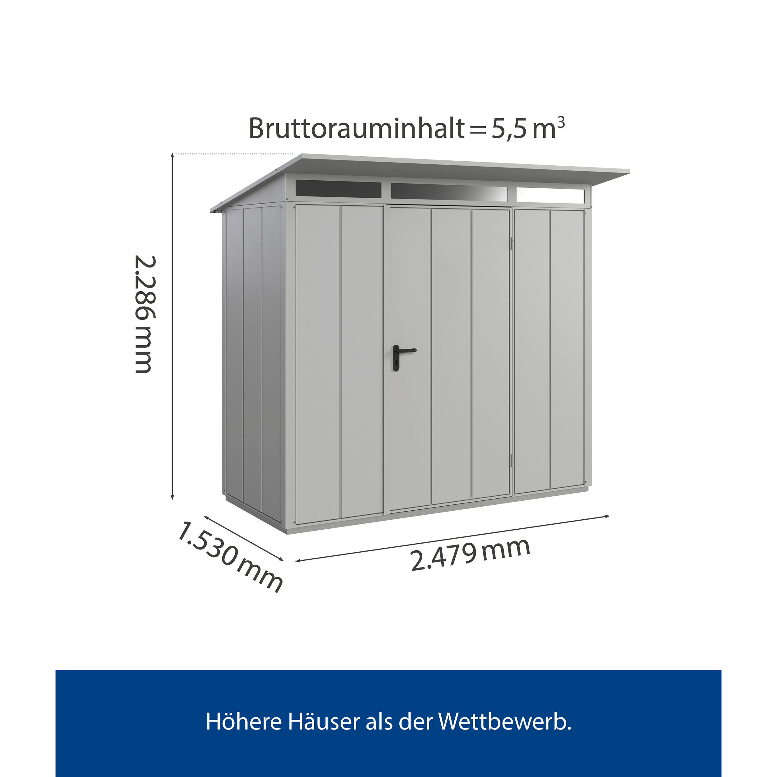Set Berry Modern-P,Typ1 Gerätehaus - Weißaluminium