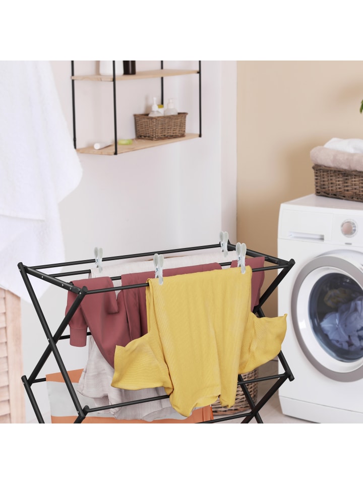 relaxdays Wäscheständer in Schwarz - (B)74 x (H)102 x (T)38 cm günstig kaufen onesize