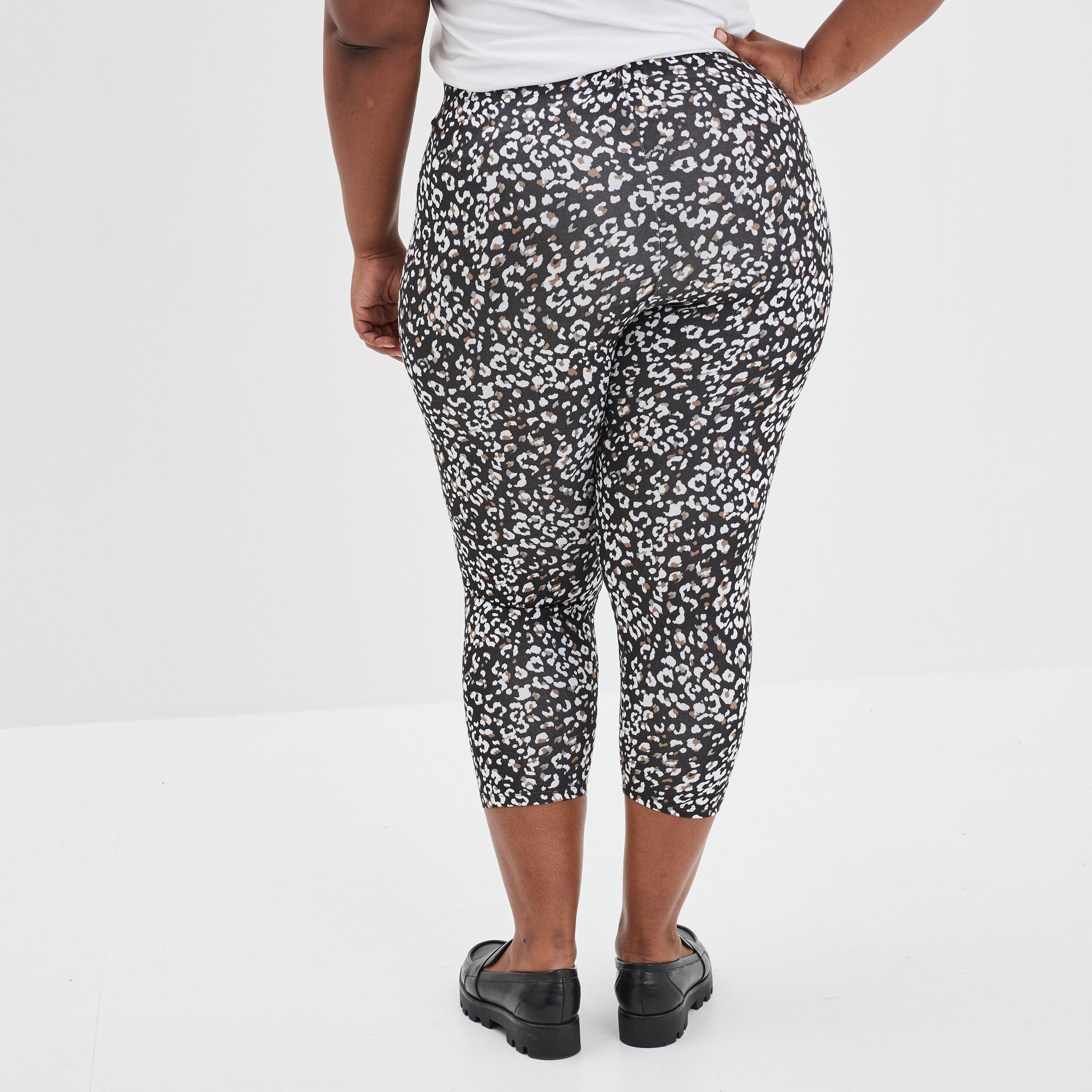 Legging 7 8ème taille standard noir femme grande taille | La Halle