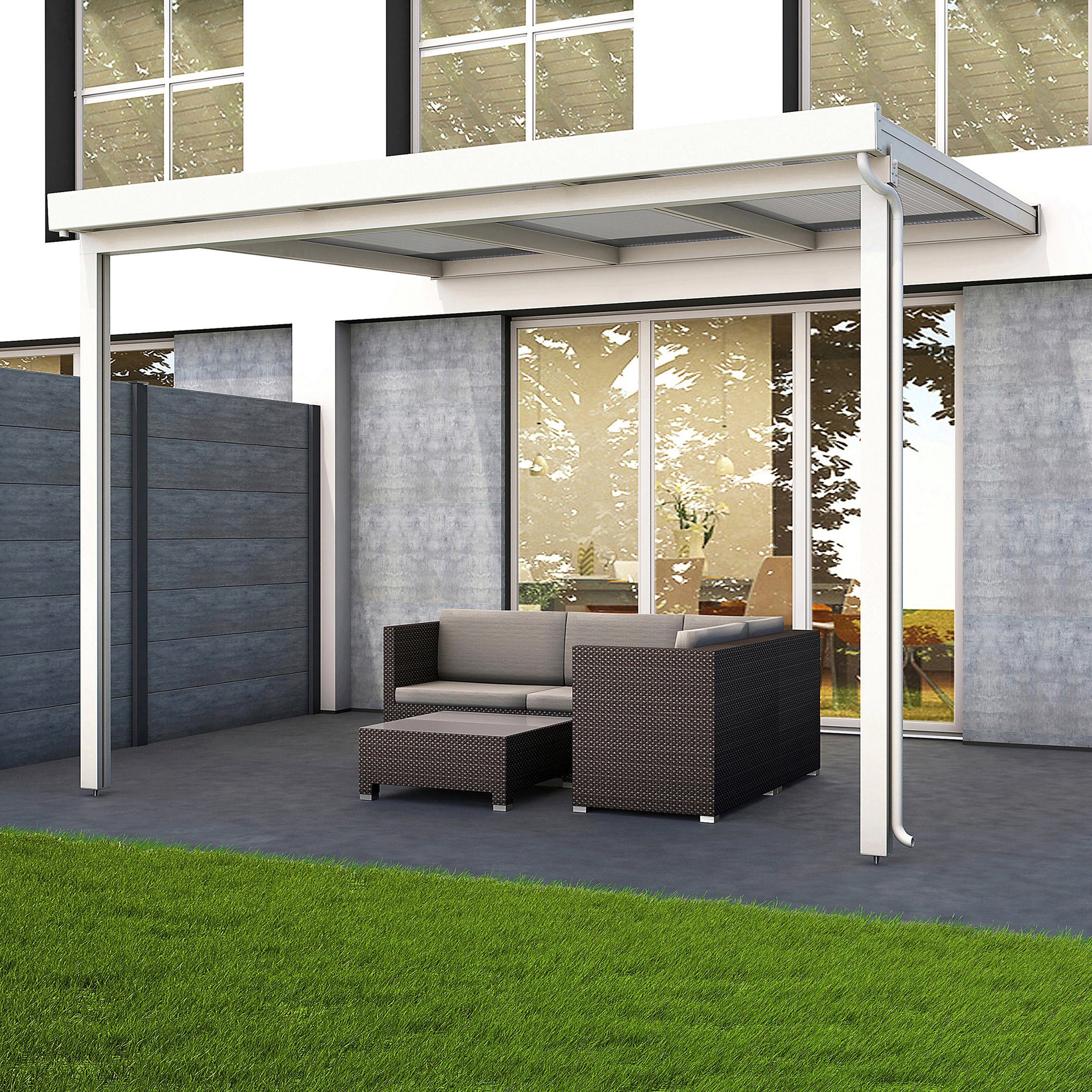 GUTTA Terrassendach Premium, BxT: 309,4x306 cm, Bedachung Dachplatten, BxT: 309x306 cm, Dach Acryl klar