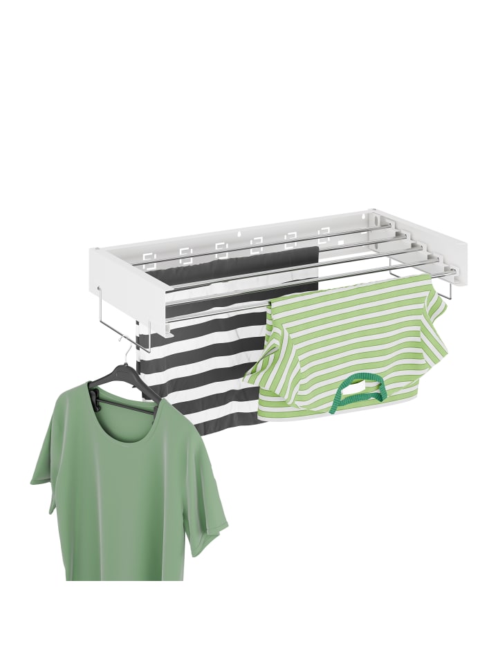 relaxdays Wand-Wäscheständer in Weiß - (B)80 x (H)15 x (T)40,5 cm günstig kaufen onesize