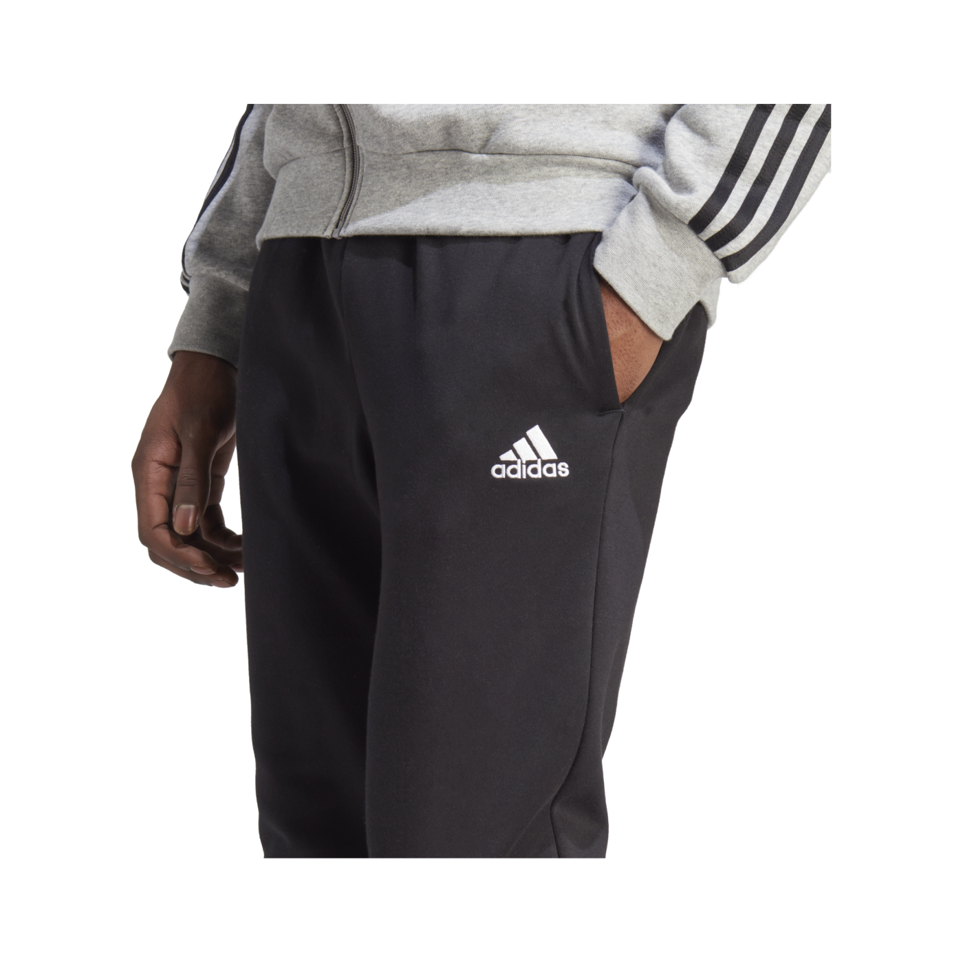 adidas Basic 3S Fleece Trainingsanzug Grau Schwarz