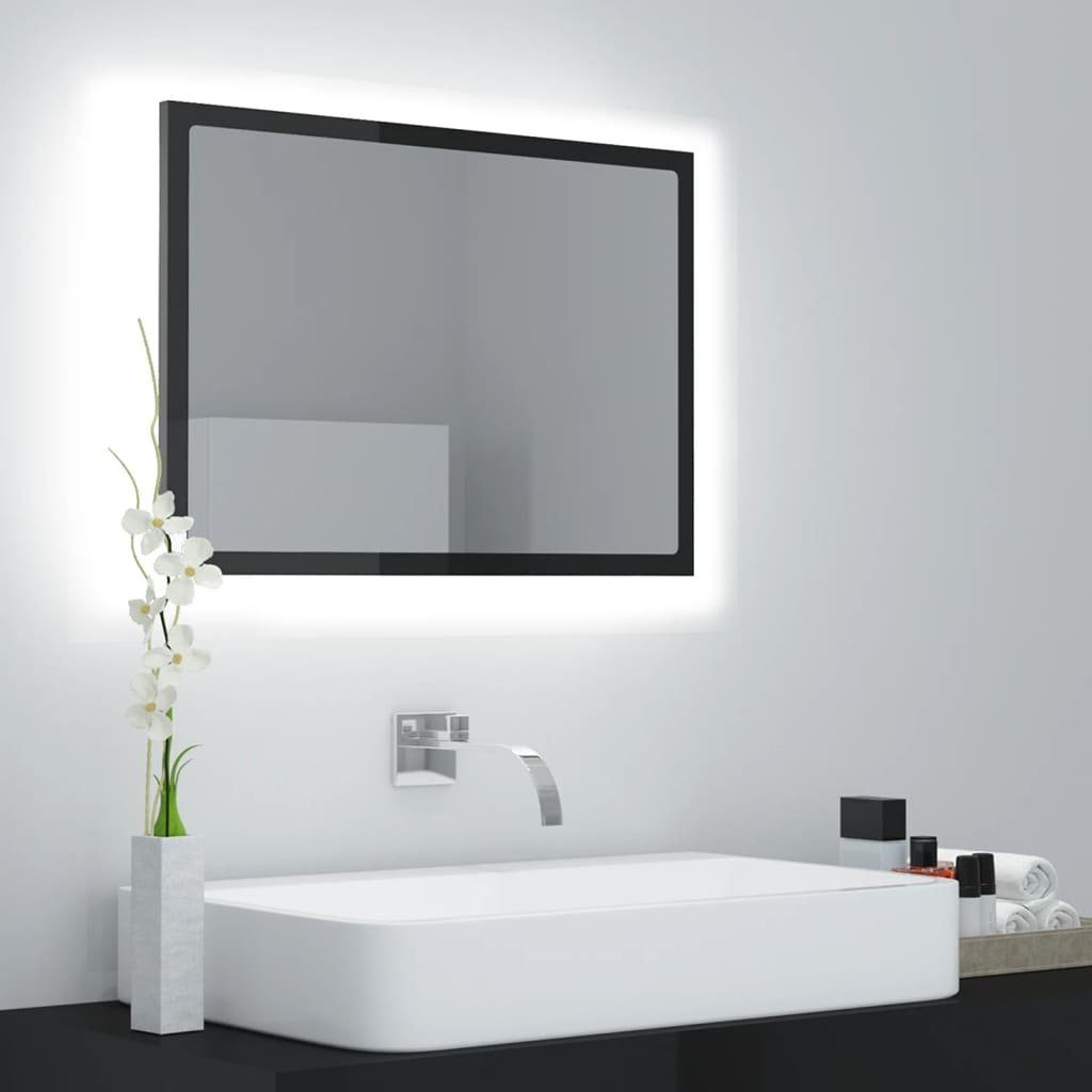 vidaXL Badezimmerspiegelschrank LED-Badspiegel Hochglanz-Grau 60x8,5x37 cm Acryl (1-St)