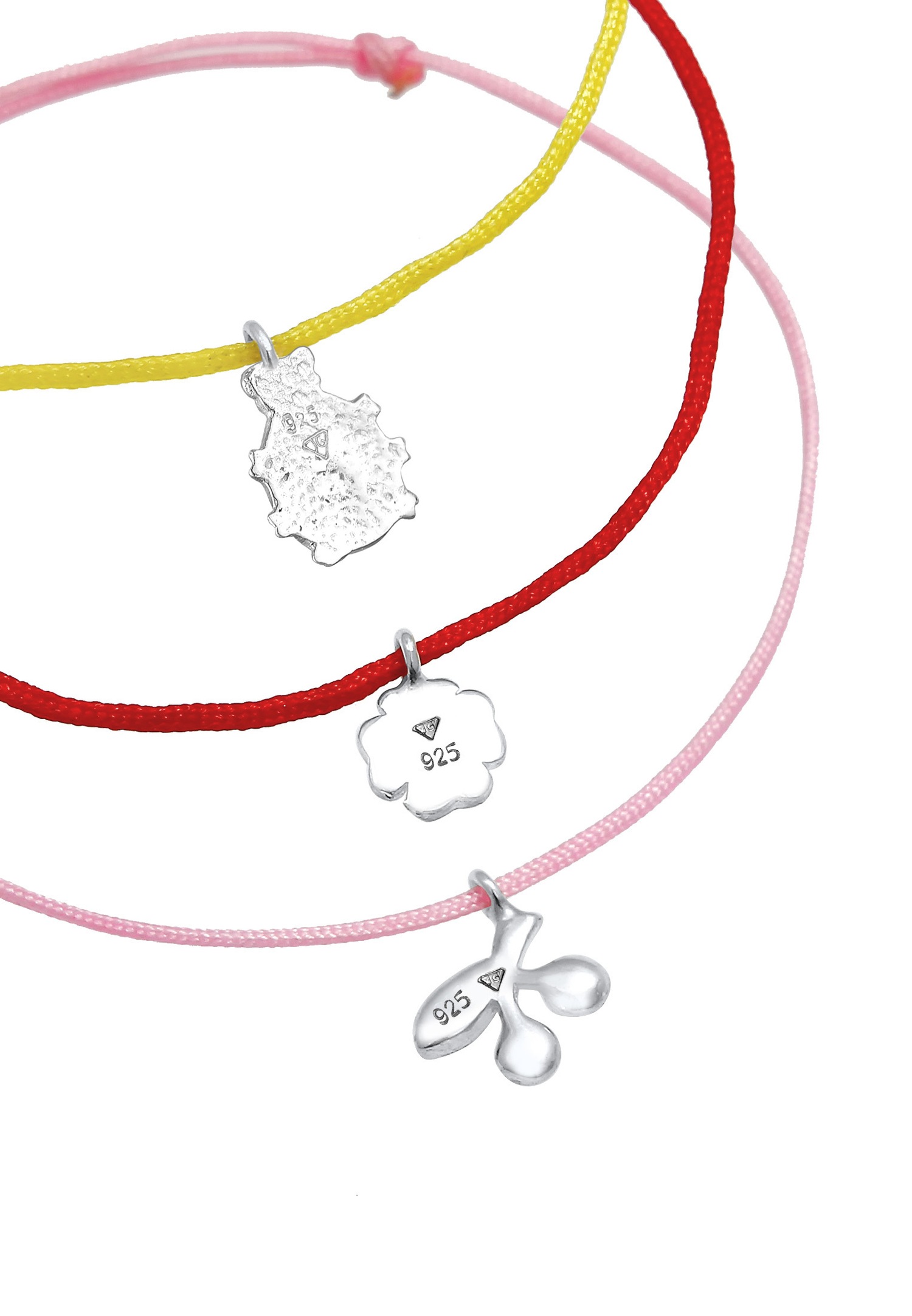 Conjunto Elli para niños coccinelle Clover Leaf Cherry Set Lindo colorido ajustable con esmalte y cristales en plata de ley 925