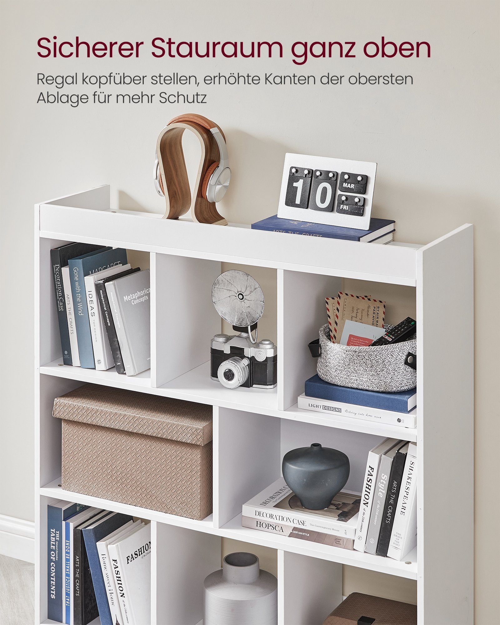 VASAGLE Bücherregal, Würfelregal, aus Holz, als Raumteiler,97,5 x 30 x 100 cm
