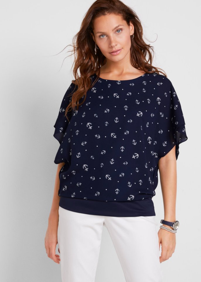 Georgette-Bluse, kurzarm