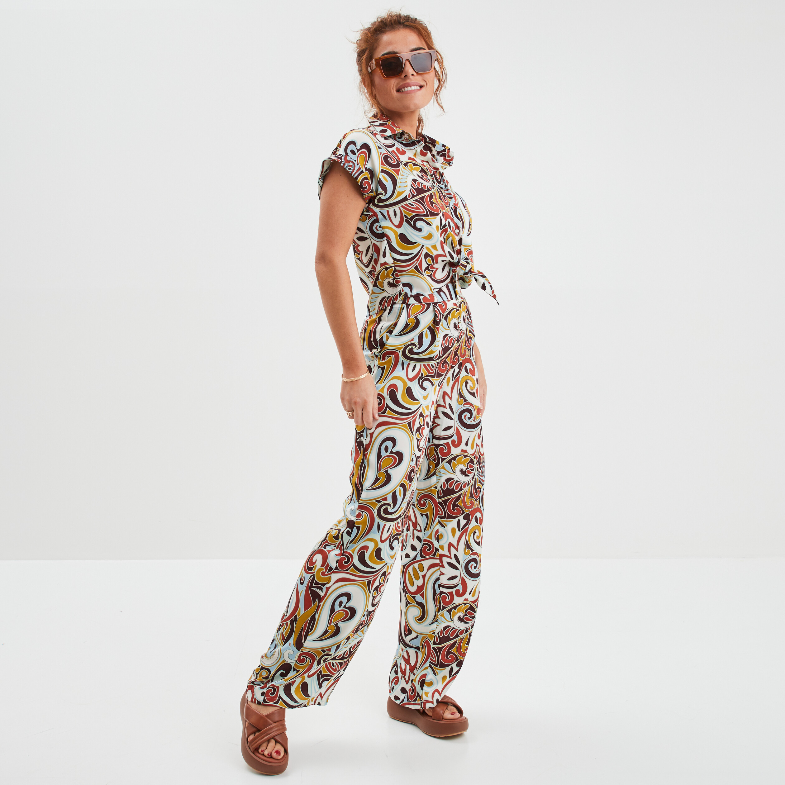 Pantalon large fluide noir femme | La Halle