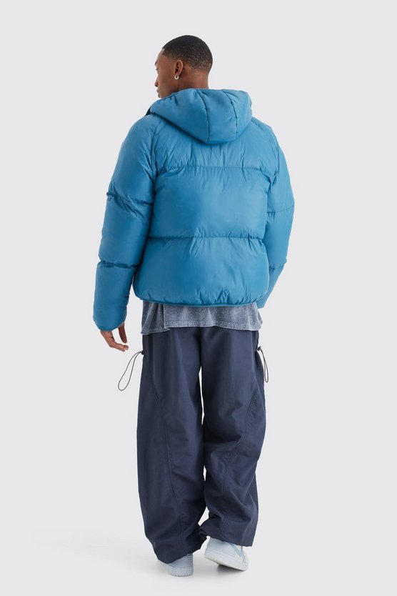 Gesteppte Nylon-Steppjacke mit Kapuze