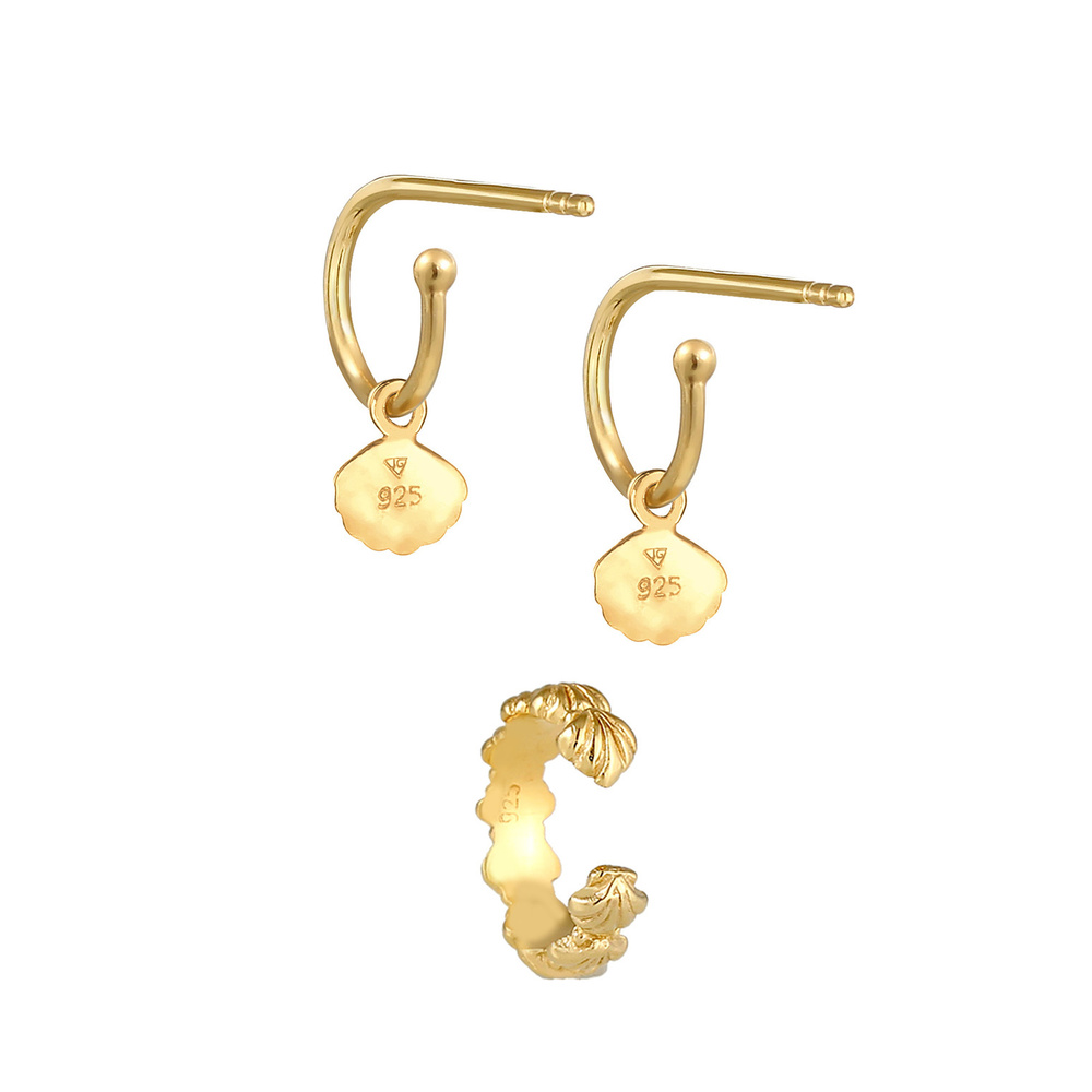 Elli Elli Boucles d'Oreilles Créoles Earcuff Coquillage Été Maritime Trend Blogger  Fe Boucles d'oreilles