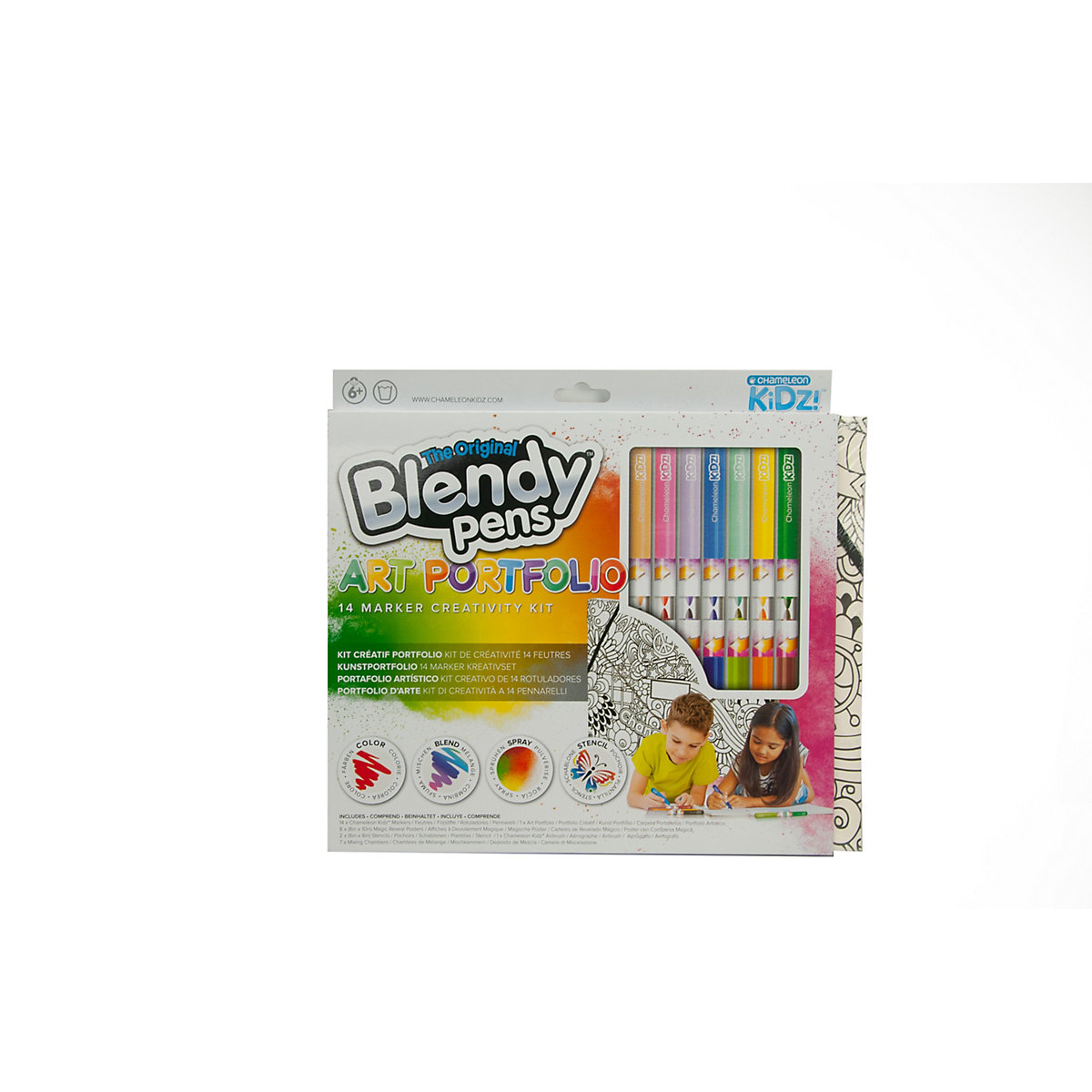 Blendy Pens Art Portfolio  Creativity Kit inkl. 2 Schablonen, Sprühstifte mit Airbrush