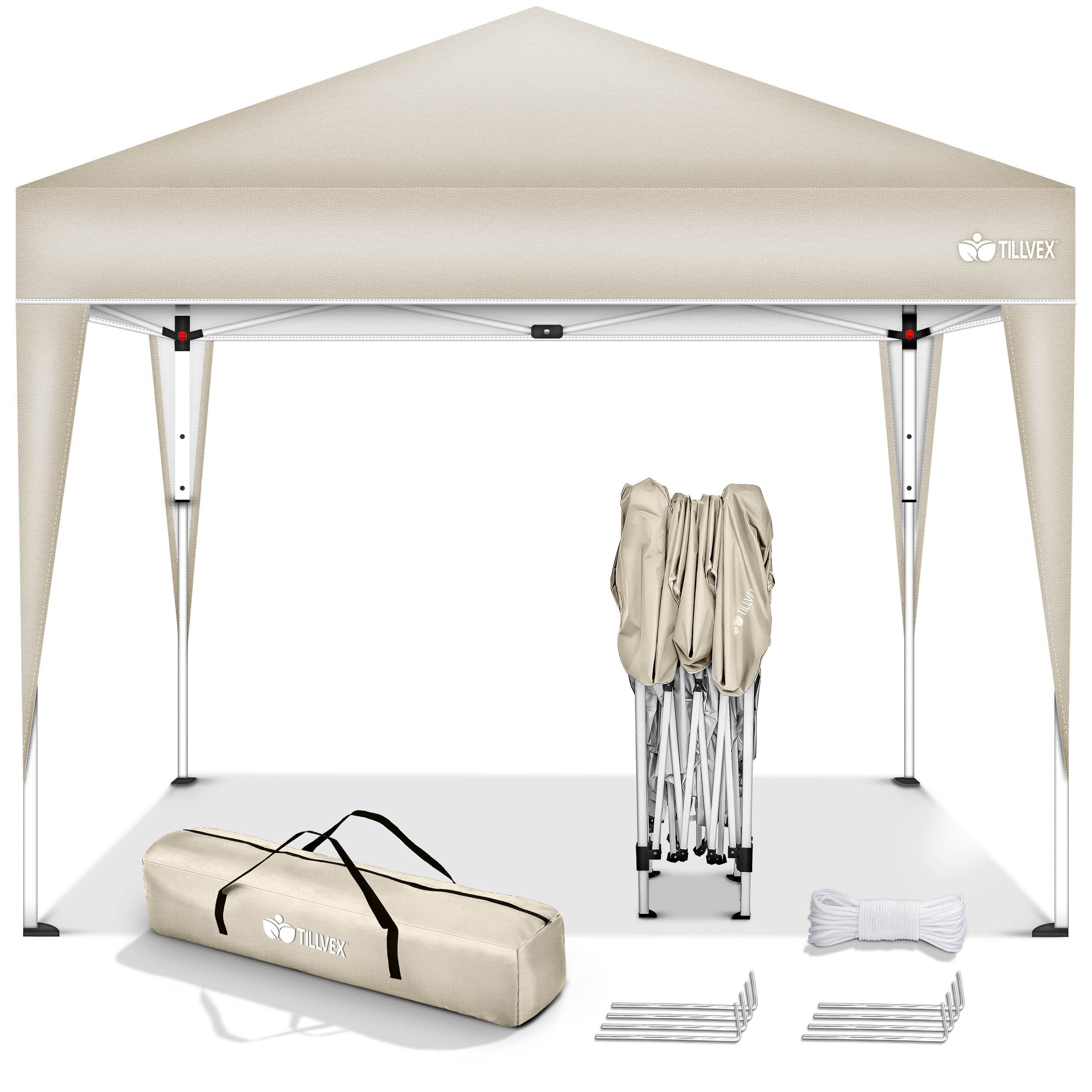 tillvex Pavillon Gartenpavillon 3x3m Wasserdicht Gartenzelt Pop Up, Wasserdicht, höhenverstellbar, UV Schutz 50+, inkl. Tasche