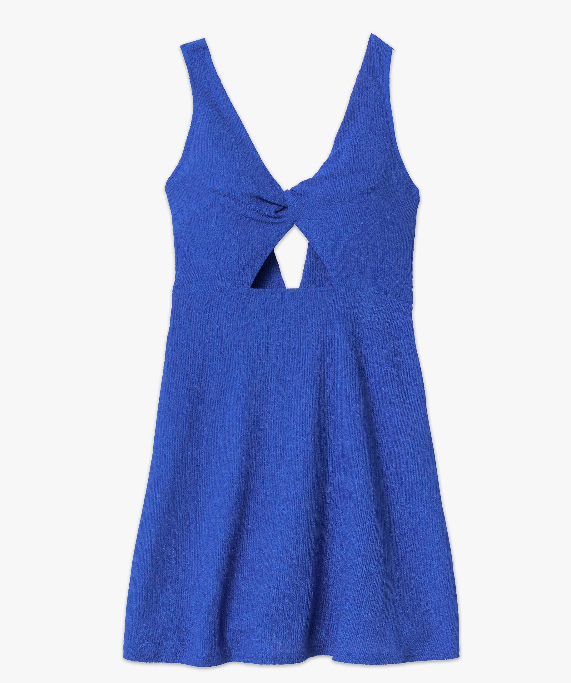 Robe femme en maille texturée ouverte sur l’avant bleu | GEMO