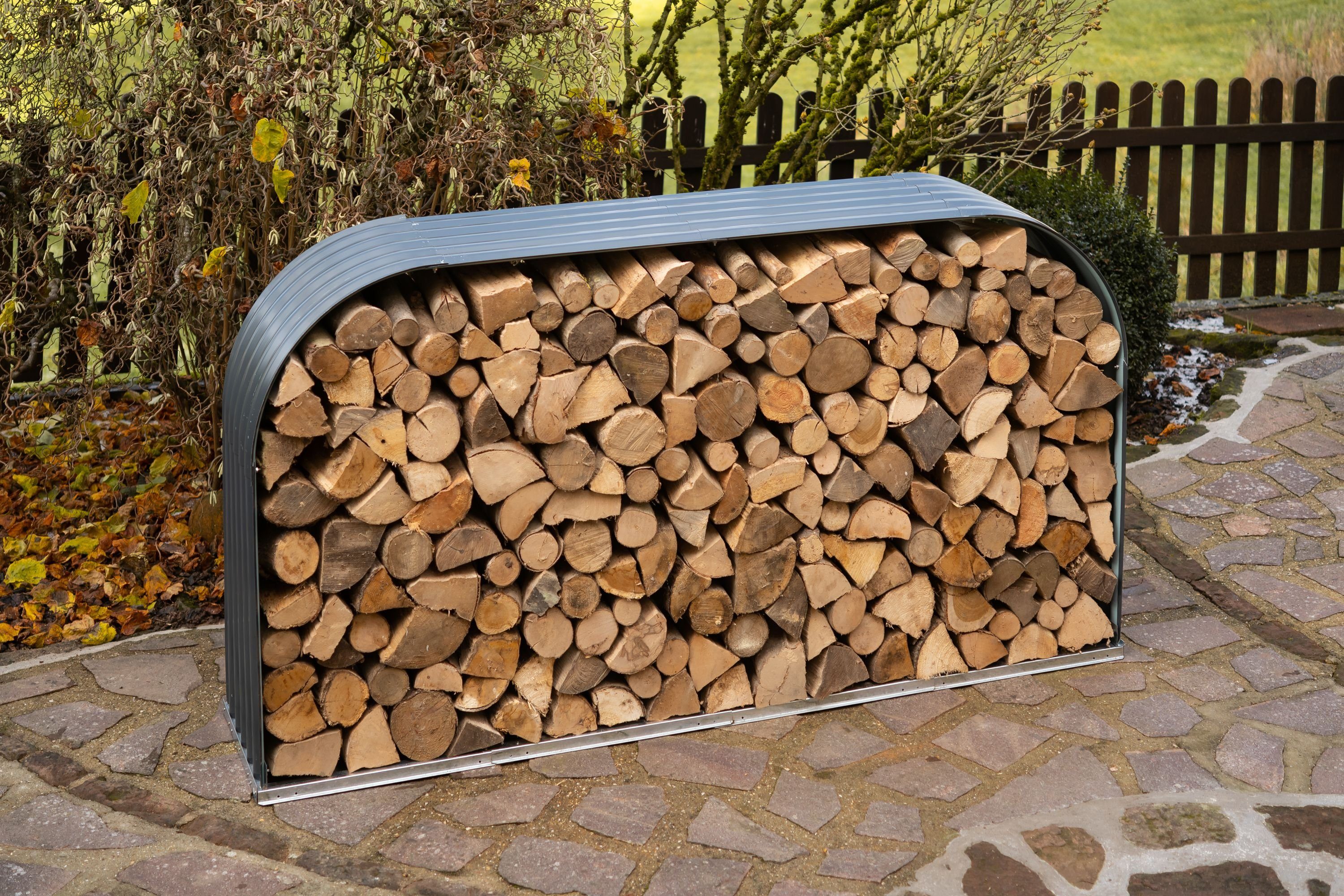 WESTMANN Kaminholzregal, BxTxH:212x46x111 cm, aus verzinktem Stahl
