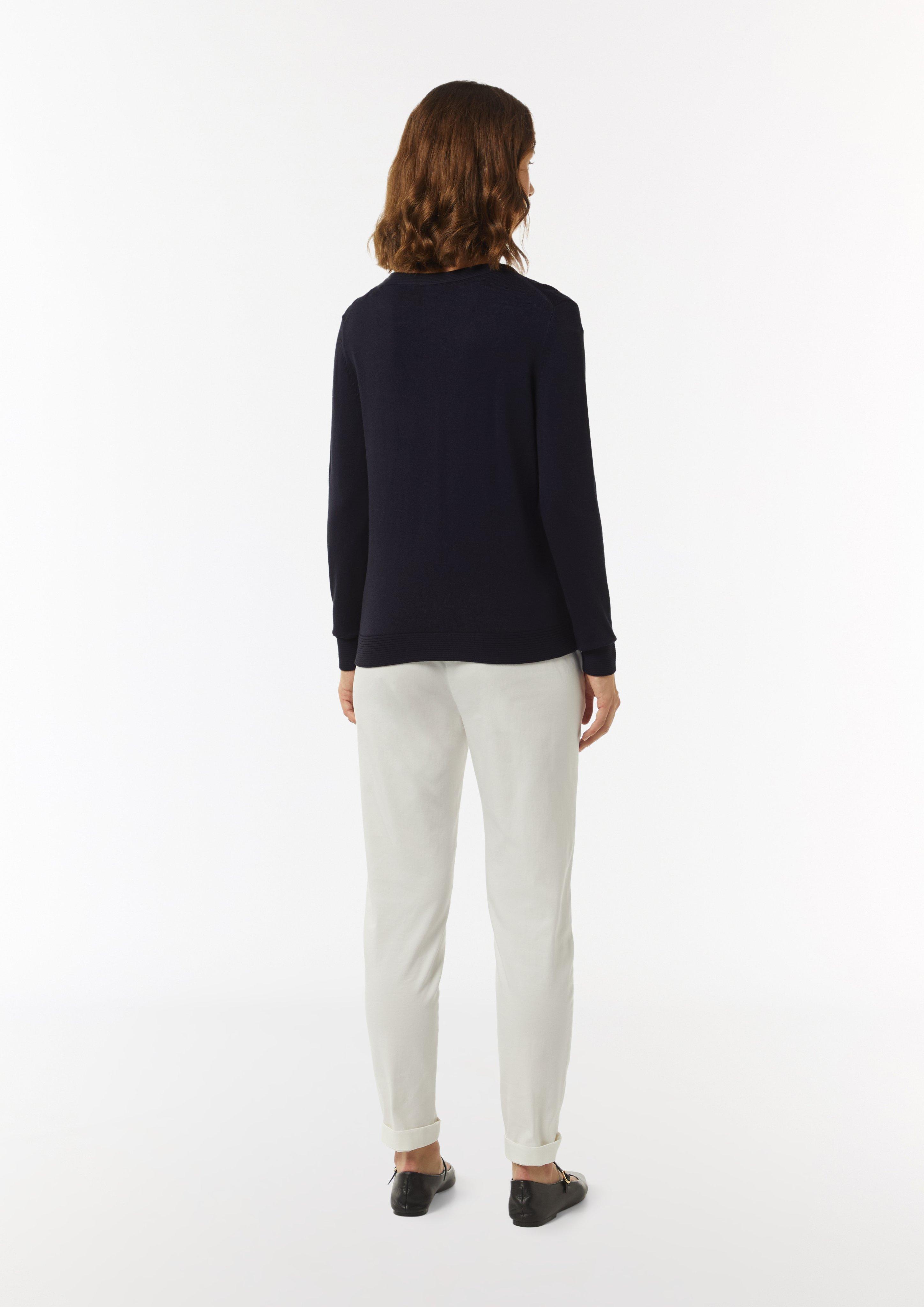Strickpullover mit V-Ausschnitt - navy