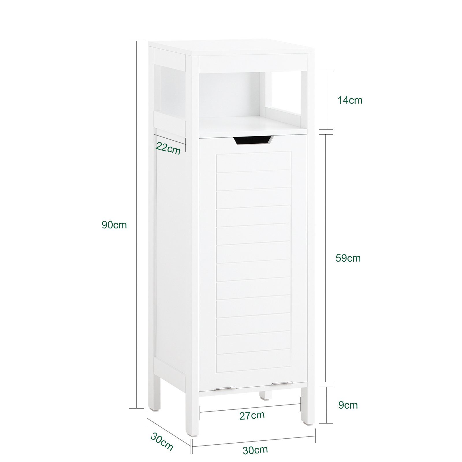 SoBuy Wäscheschrank BZR122 Badschrank mit Wäschesack Wäschesammler Wäschekorb Wäschetruhe Weiß