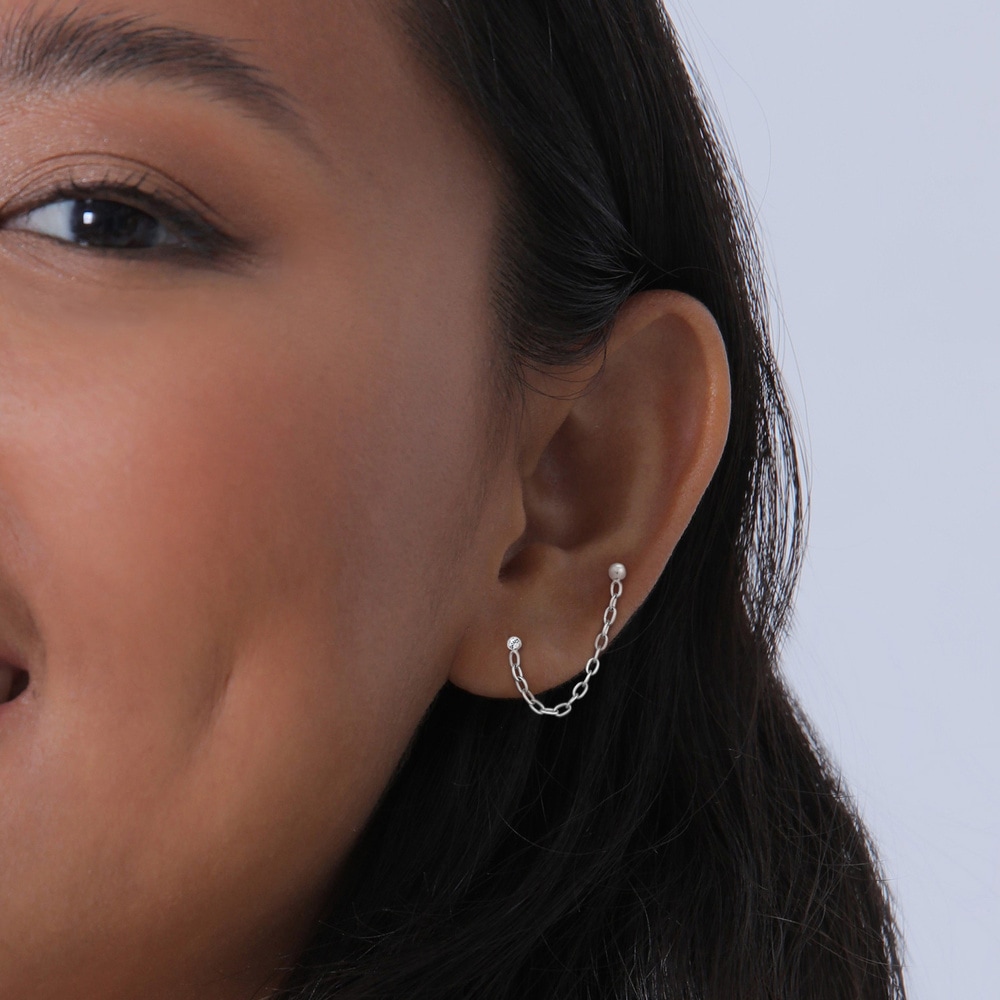 Elli Elli Boucles d'Oreilles Femmes clous d'oreilles chaîne avec cristal en argent ste Boucles d'oreilles