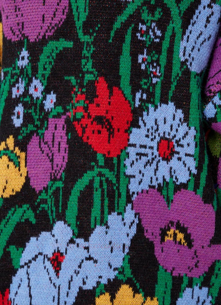 Cardigan cu imprimeu floral Farm Rio Flowers și model banană, tricotat fin, din amestec de lână, cu model tricotat.