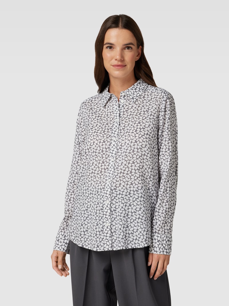 Bluse mit Allover-Muster in hellgrau