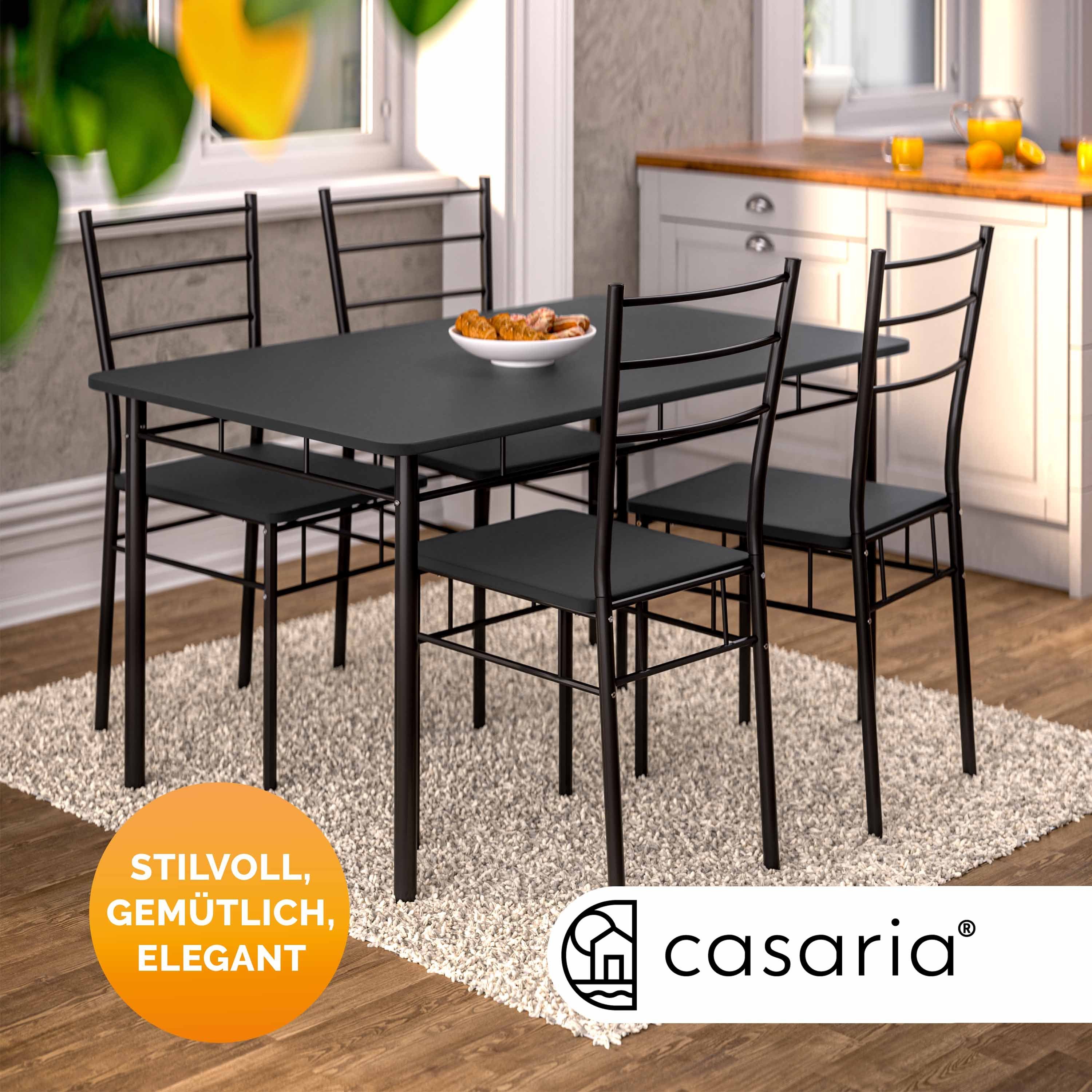Casaria Essgruppe, mit 4 Stühlen Holz 5-tlg Set Metall 110x68cm Esszimmer