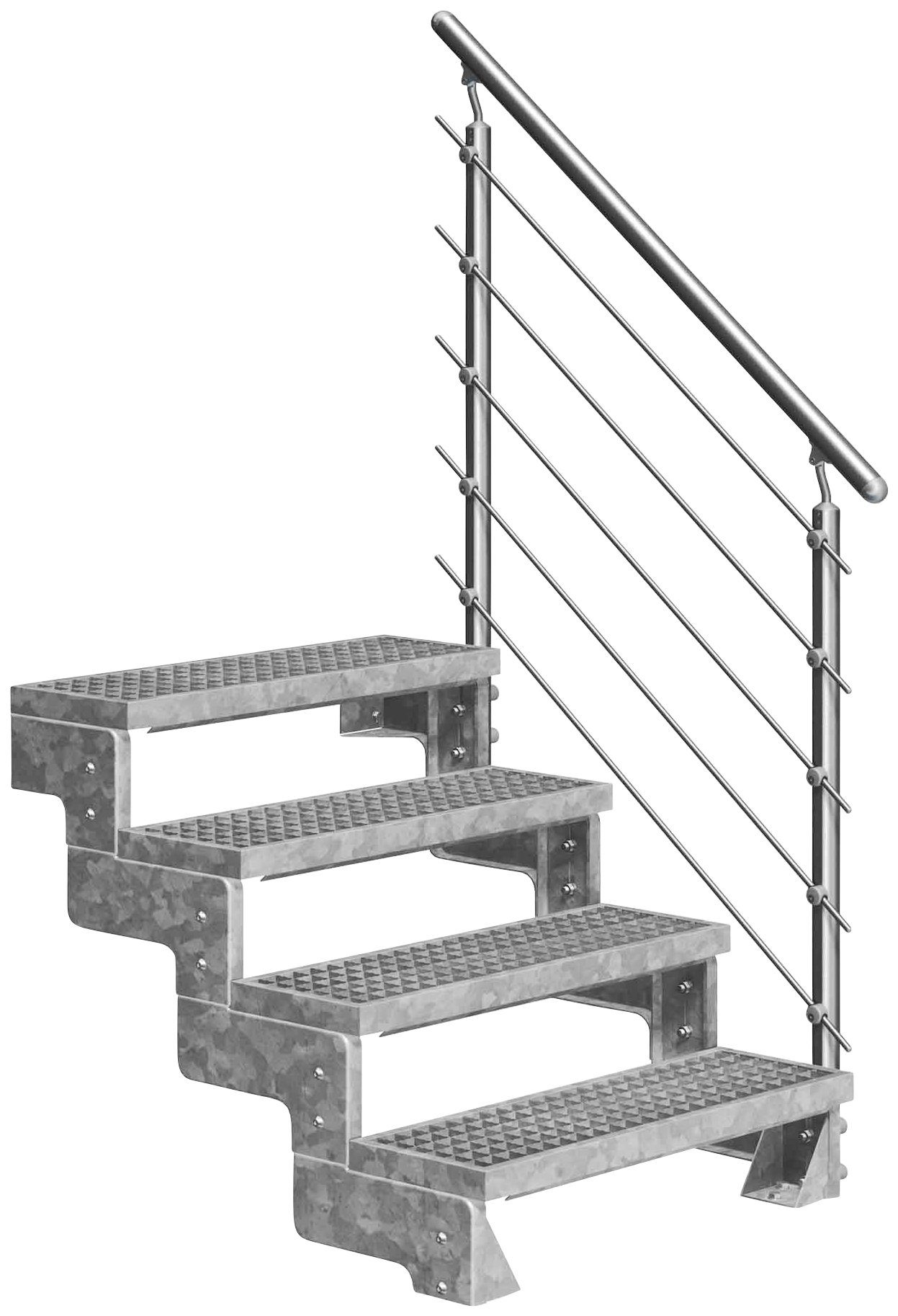 Dolle Außentreppe Gardentop, für Geschosshöhen bis 88 cm, Stufen offen, Gitterroststufen 100 cm