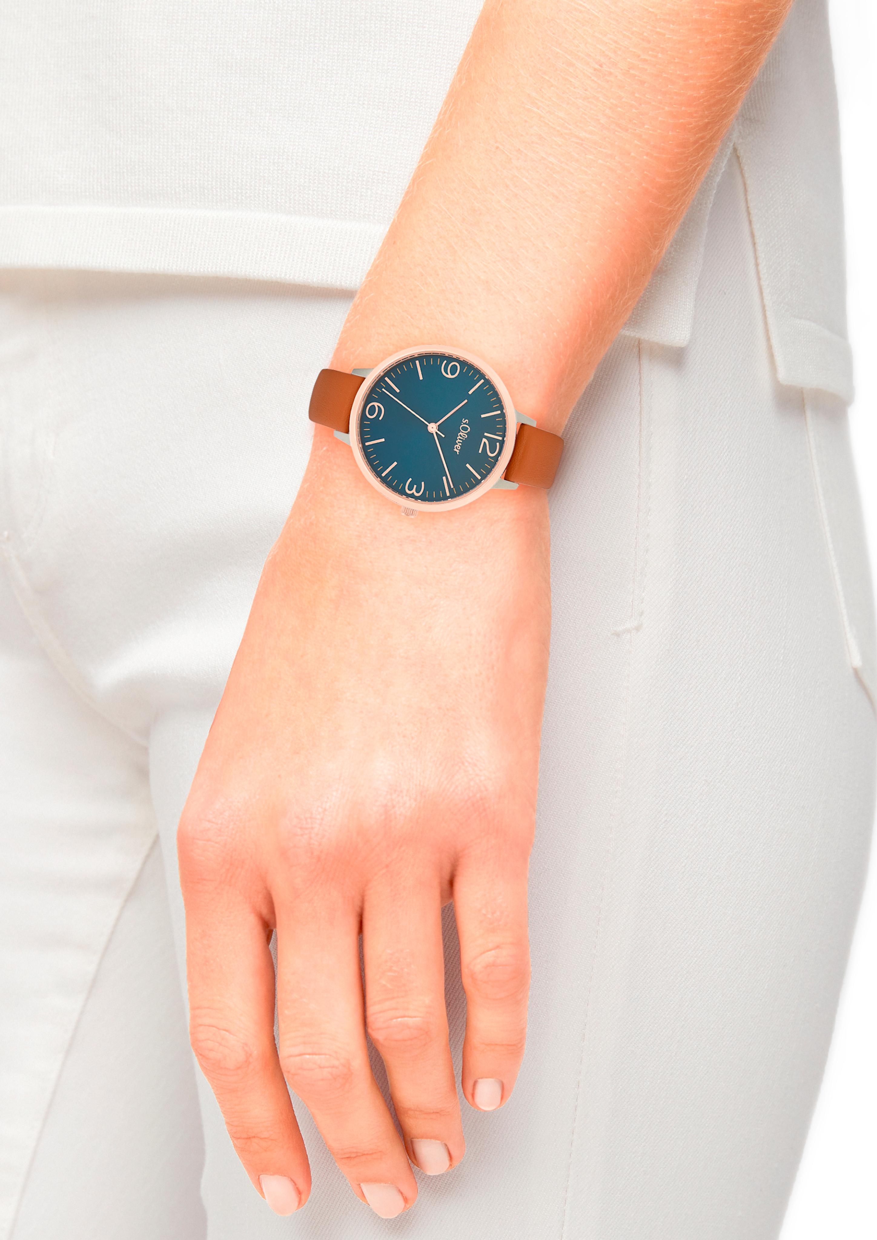 Armbanduhr mit elegantem Lederarmband  6006325-85B0
