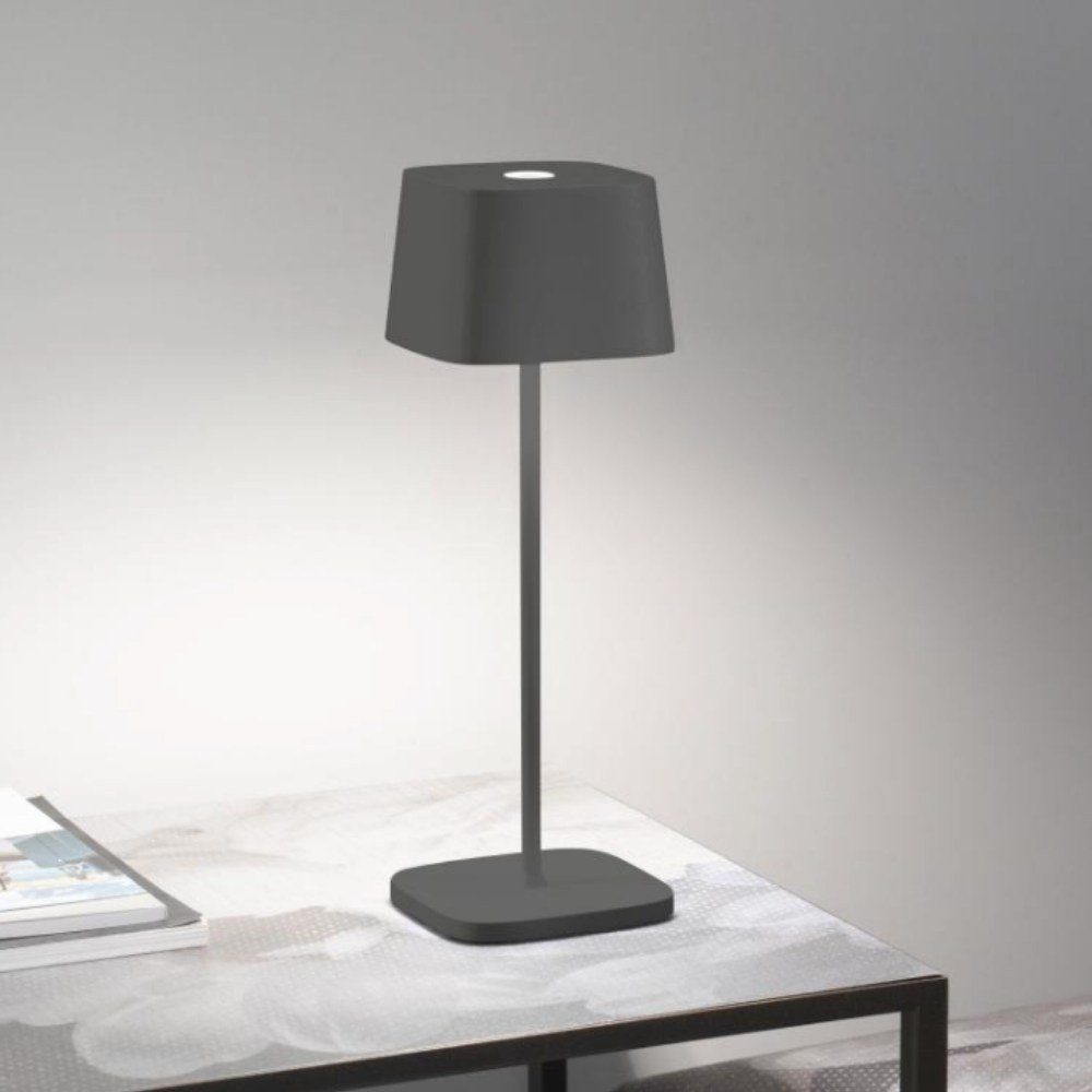 Zafferano LED Tischleuchte LED Akku Tischleuchte Ofelia Pro in Dunkelgrau 2,2W 150lm IP65 2200 -, keine Angabe, Leuchtmittel enthalten: Ja, fest verbaut, LED, warmweiss, Tischleuchte, Nachttischlampe, Tischlampe