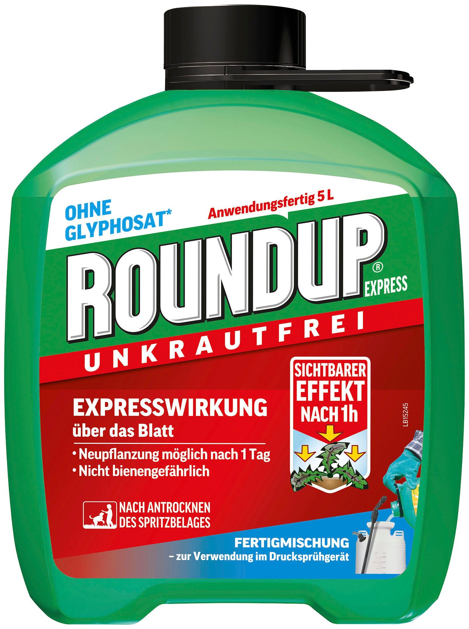 ROUNDUP Unkrautbekämpfungsmittel Express Fertigmischung, 5 Liter