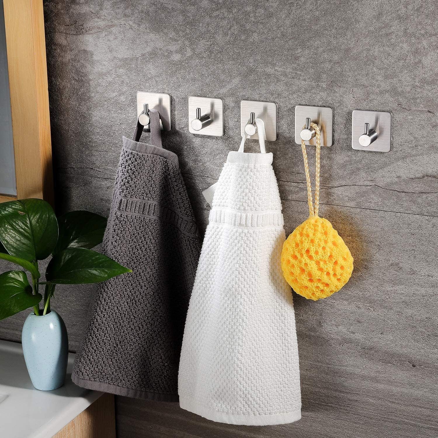Directin Handtuchhaken ohne Bohren, 5er/10er Set Haken, Selbstklebend Klebehaken, Bad, Küche, (5-St., Hochwertige Klebehaken extra-stark für Bad und Küche), mit Klebe-Pads, Haken selbstklebend