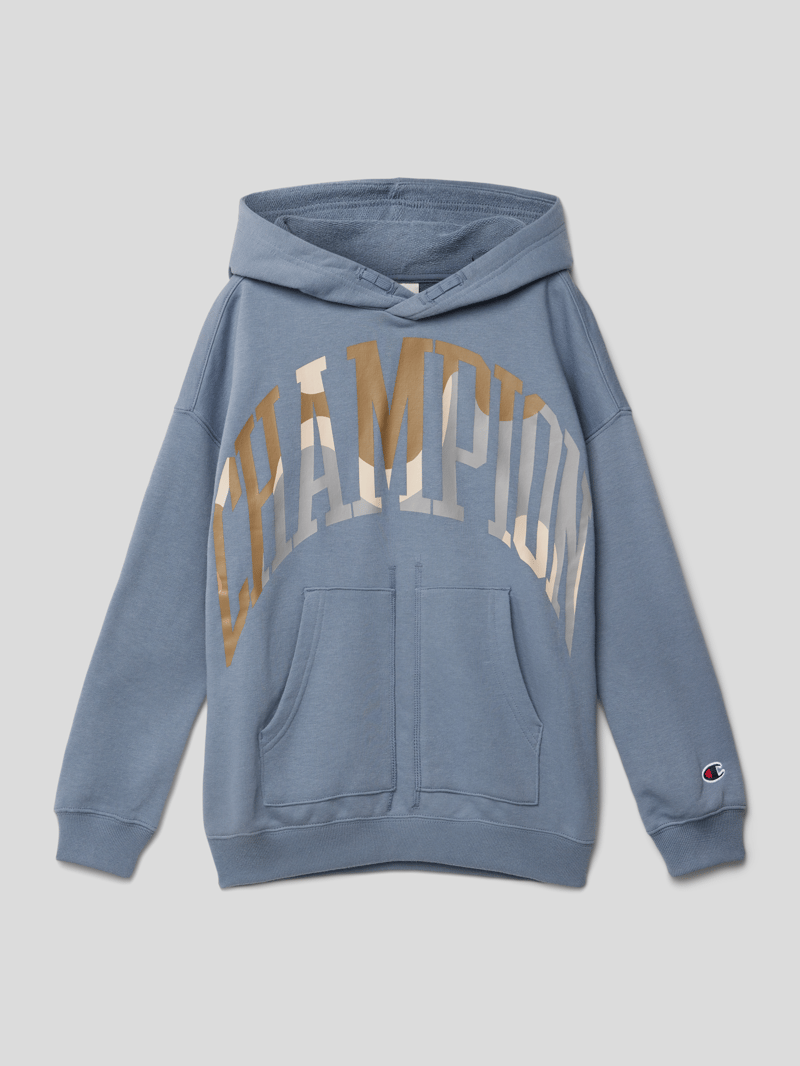 Hoodie mit Label-Print Modell 'Rochester' in bleu